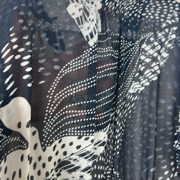 Philosophy Navy Blue & White Maxi Flowy Tiered Ruffle Dress Medium - Picture 7 of 9